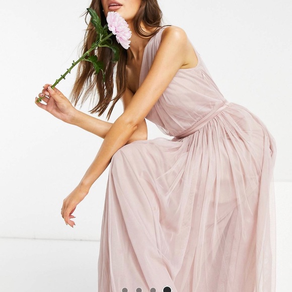 Anaya with love one shoulder tulle maxi dress in pink. - Picture 1 of 4